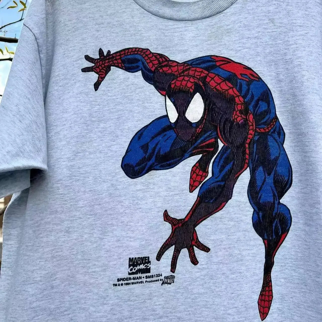 Camiseta de manga corta con cuello redondo de Spider Man.
